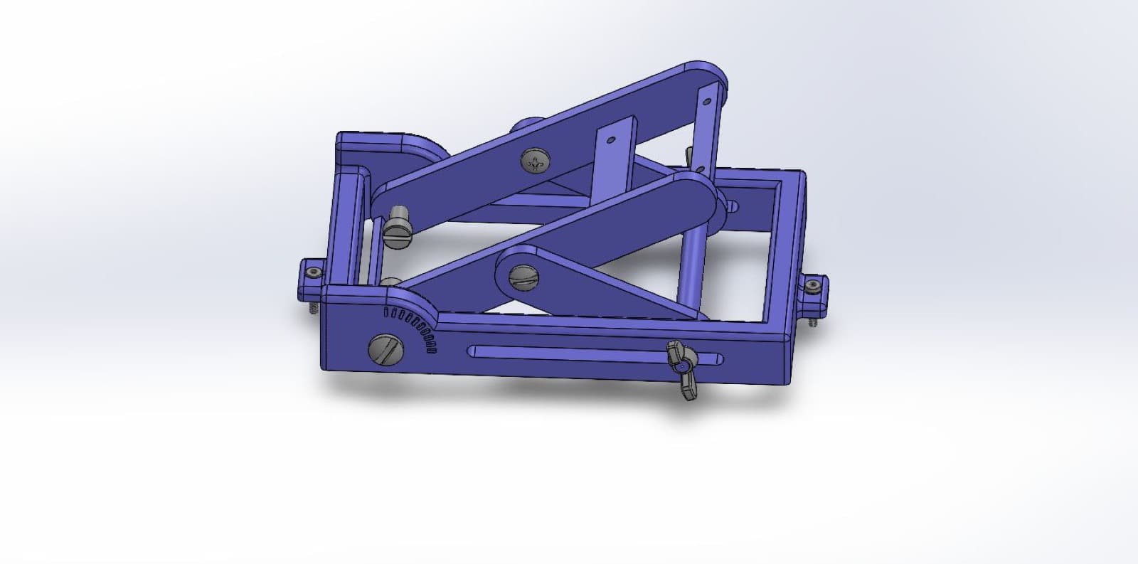 Elevation mechanism: frame, channel, protractor and scissor arms